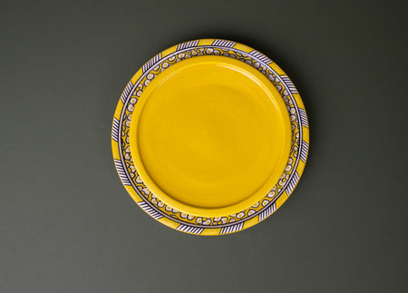 Handmade Moroccan Pattern Dinnerware Set Yellow Plate and Salad Plate Set