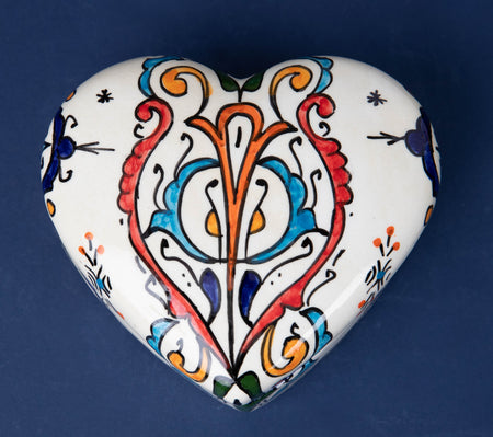 Hand Painted Moroccan Heart Shape Jewelry Box