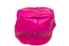 Moroccan Leather Pouf - Pink
