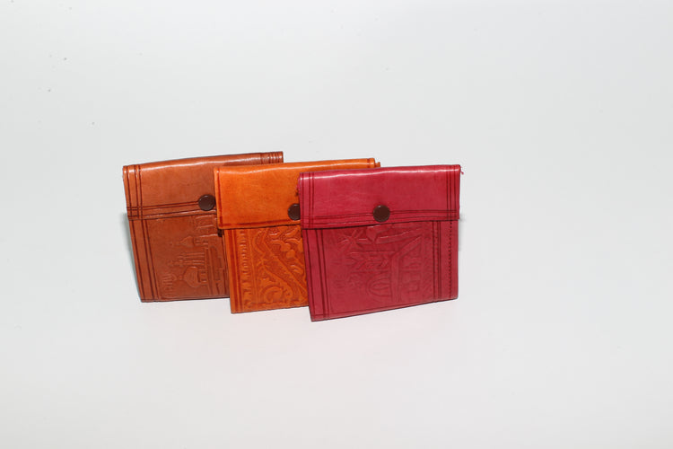 Moroccan Leather Wallet with Snap Flap