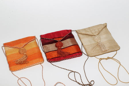Moroccan Handmade Linen and Silk Color Fold over Purse
