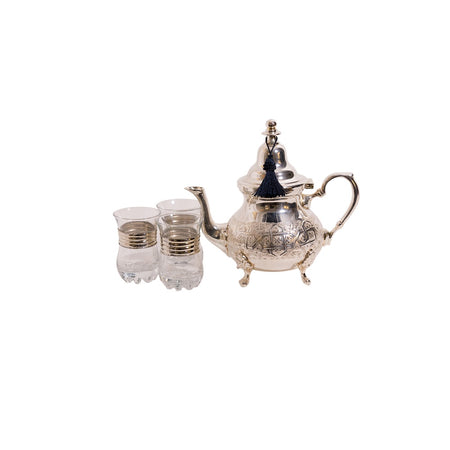 Moroccan Tea Pot with Glasses Medium