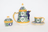 Ceramic  Tea Set with Cups, Saucer and Sugar Bowl (Yellow, Green, and Blue)