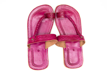 Handmade Moroccan Toe Rings Sandals - Pink